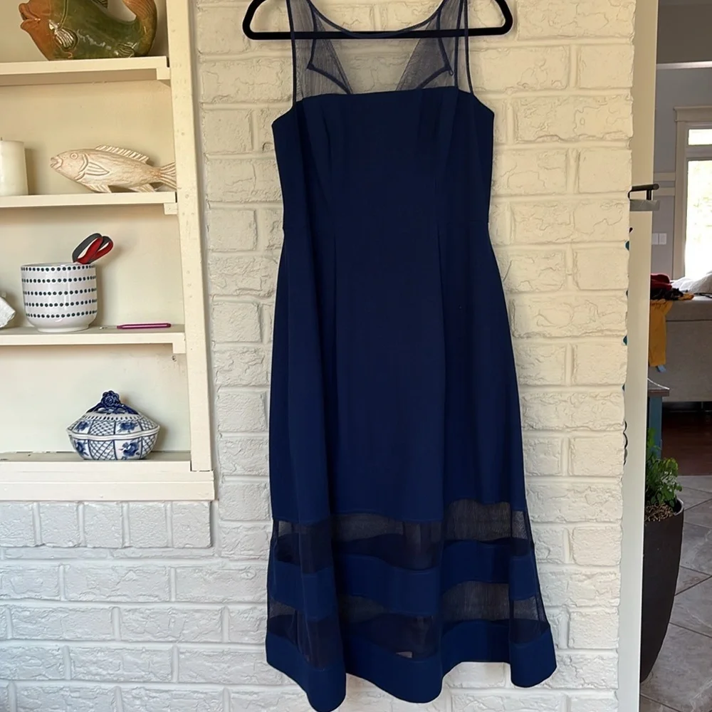 Aidan Mattox Crepe Mesh Fit And Flare Pleat Front Size 12 Dress